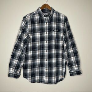Carhartt Black and White Plaid 100% Cotton Flannel Shirt